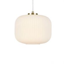 Sobr lampa wisząca biała E27 1x20W szczotkowany mosiądz